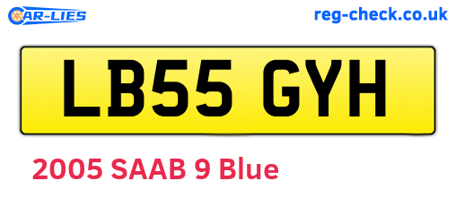LB55GYH are the vehicle registration plates.