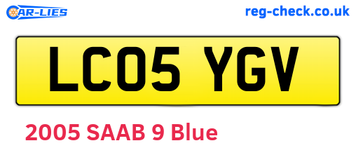 LC05YGV are the vehicle registration plates.