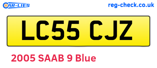 LC55CJZ are the vehicle registration plates.