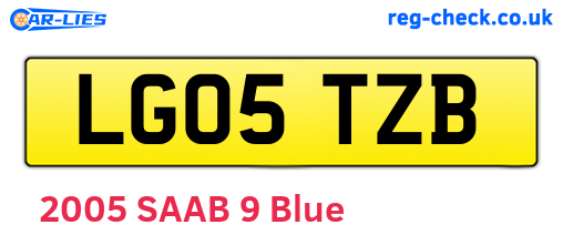 LG05TZB are the vehicle registration plates.