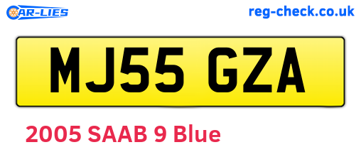 MJ55GZA are the vehicle registration plates.