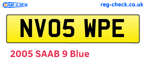 NV05WPE are the vehicle registration plates.