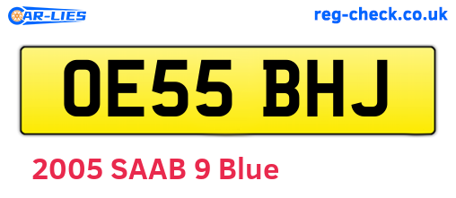 OE55BHJ are the vehicle registration plates.