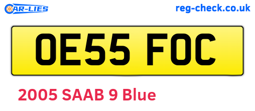 OE55FOC are the vehicle registration plates.