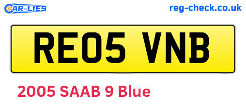 RE05VNB are the vehicle registration plates.