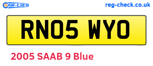 RN05WYO are the vehicle registration plates.