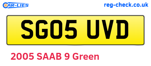 SG05UVD are the vehicle registration plates.