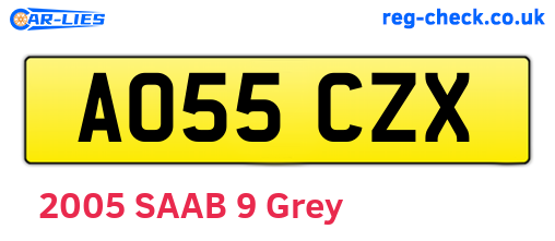 AO55CZX are the vehicle registration plates.