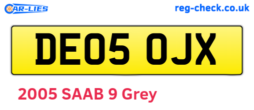 DE05OJX are the vehicle registration plates.