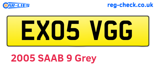 EX05VGG are the vehicle registration plates.
