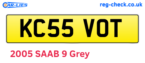 KC55VOT are the vehicle registration plates.