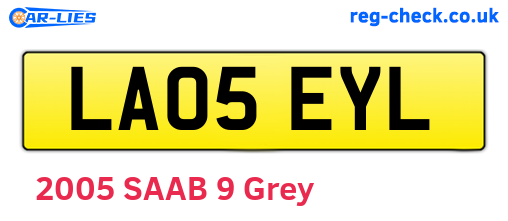 LA05EYL are the vehicle registration plates.