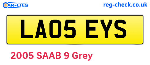 LA05EYS are the vehicle registration plates.