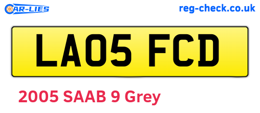 LA05FCD are the vehicle registration plates.