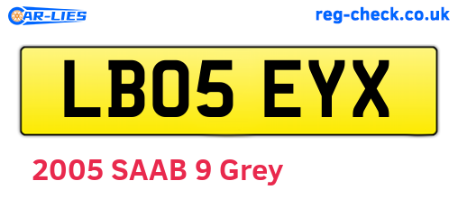 LB05EYX are the vehicle registration plates.