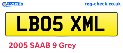 LB05XML are the vehicle registration plates.