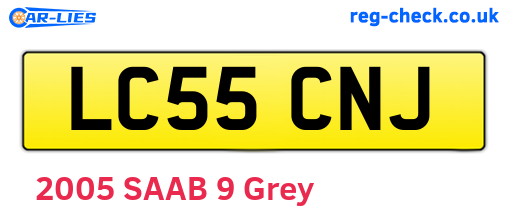 LC55CNJ are the vehicle registration plates.