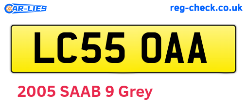 LC55OAA are the vehicle registration plates.