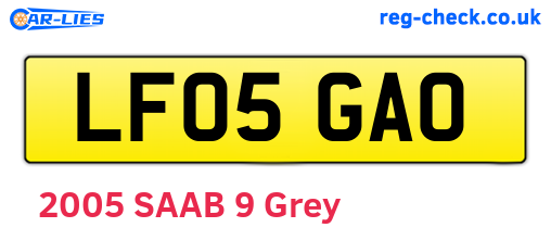 LF05GAO are the vehicle registration plates.