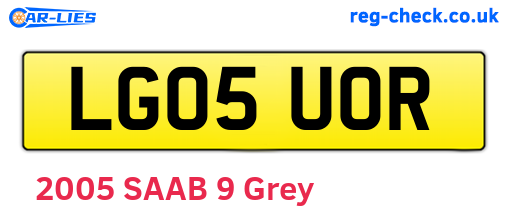LG05UOR are the vehicle registration plates.