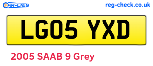 LG05YXD are the vehicle registration plates.