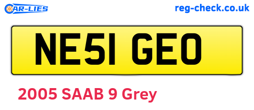 NE51GEO are the vehicle registration plates.