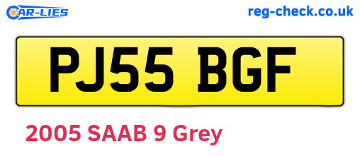PJ55BGF are the vehicle registration plates.
