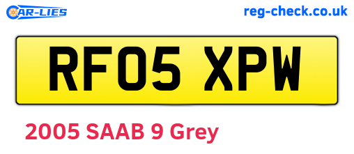 RF05XPW are the vehicle registration plates.
