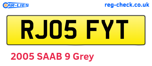 RJ05FYT are the vehicle registration plates.