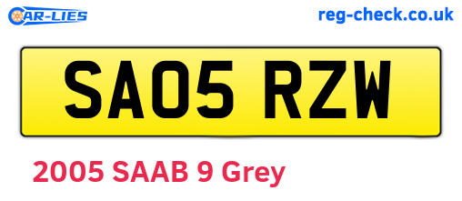 SA05RZW are the vehicle registration plates.