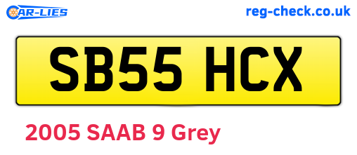 SB55HCX are the vehicle registration plates.