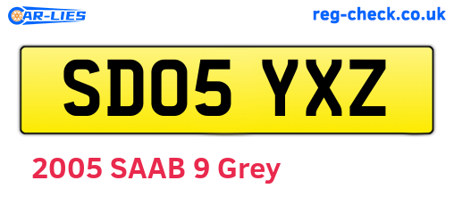 SD05YXZ are the vehicle registration plates.