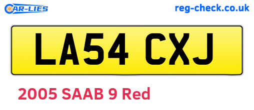 LA54CXJ are the vehicle registration plates.