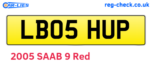 LB05HUP are the vehicle registration plates.