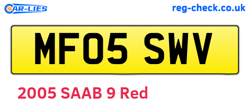 MF05SWV are the vehicle registration plates.
