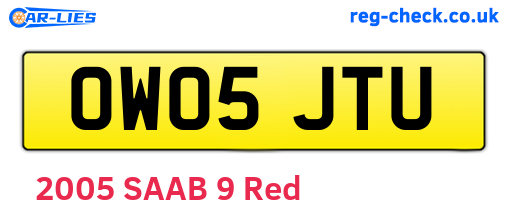 OW05JTU are the vehicle registration plates.
