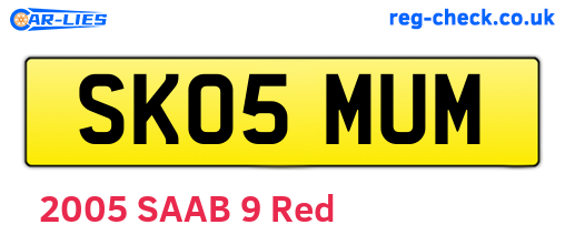 SK05MUM are the vehicle registration plates.