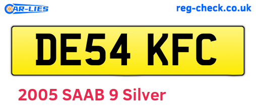 DE54KFC are the vehicle registration plates.