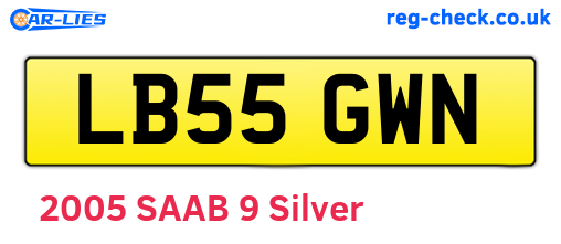 LB55GWN are the vehicle registration plates.