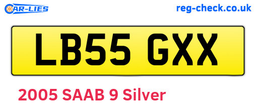 LB55GXX are the vehicle registration plates.
