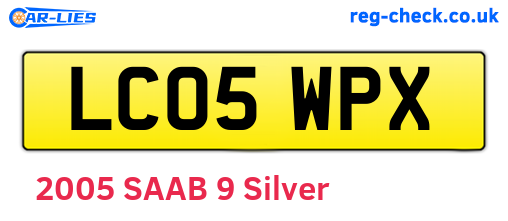 LC05WPX are the vehicle registration plates.