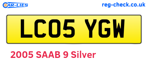 LC05YGW are the vehicle registration plates.
