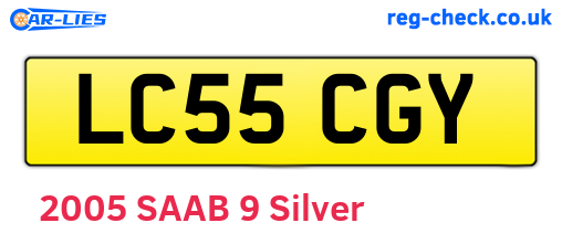 LC55CGY are the vehicle registration plates.