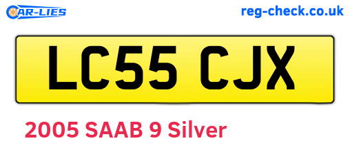 LC55CJX are the vehicle registration plates.