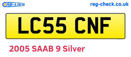LC55CNF are the vehicle registration plates.