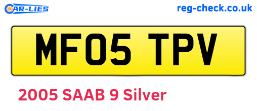 MF05TPV are the vehicle registration plates.