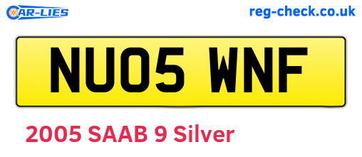 NU05WNF are the vehicle registration plates.