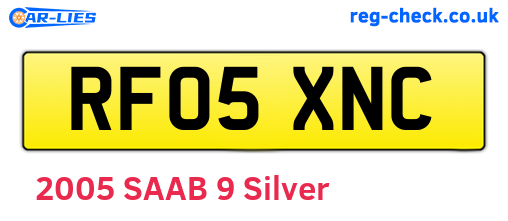 RF05XNC are the vehicle registration plates.