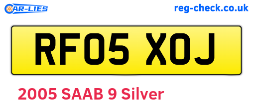 RF05XOJ are the vehicle registration plates.
