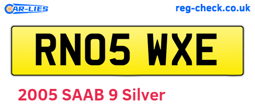 RN05WXE are the vehicle registration plates.